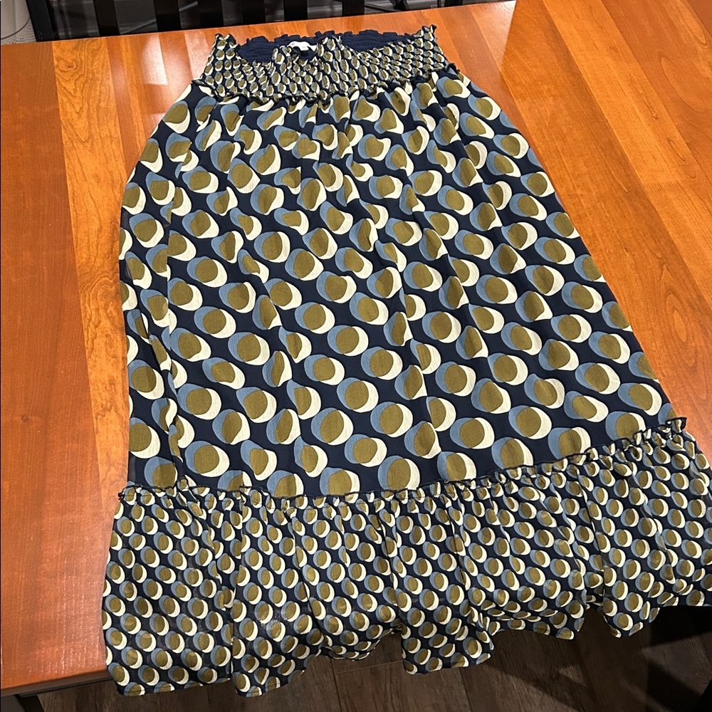 DR2 A-Line Skirt - Navy and Olive Pattern